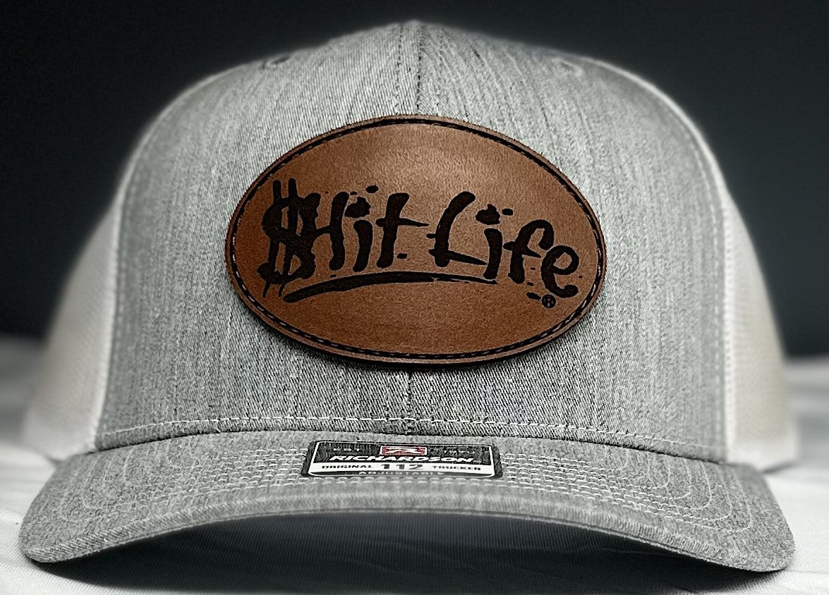 $hit Life Gray/White Leather Patch Hat