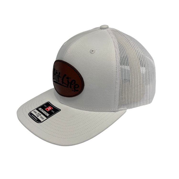 $hit Life White Leather Patch Hat