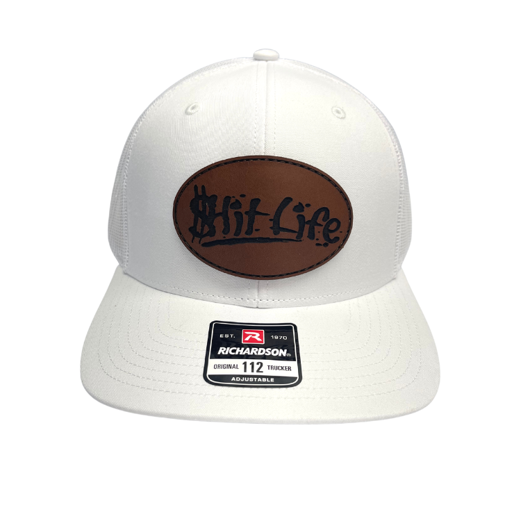 $hit Life White Leather Patch Hat